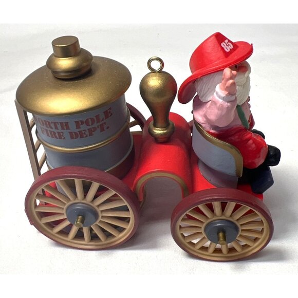 Santas Fire Engine Hallmark Keepsake Ornament 1989 Collectors Series North Pole - Picture 1 of 4